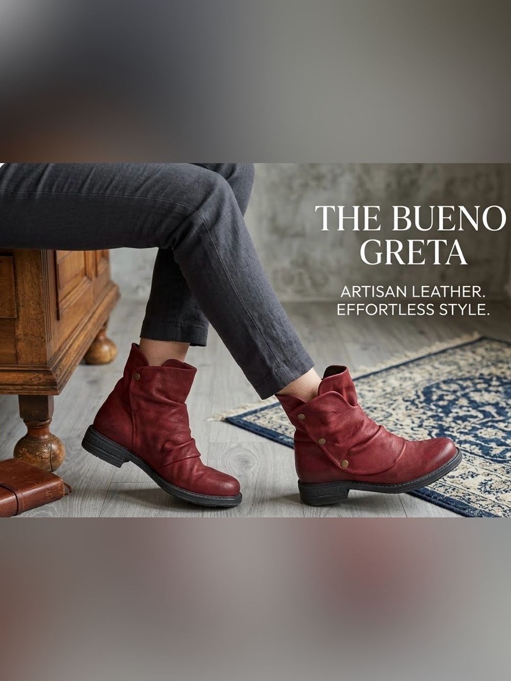 Bueno ‘Greta’ Merlot Red Leather Slouch Ankle Boots, Size 39 (8.5/9)